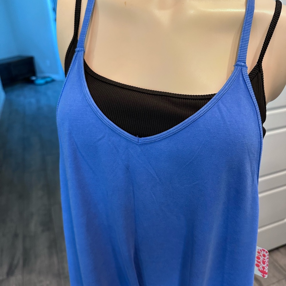 Blue Sleeveless Jumpsuit with Pockets - Picture 5 of 8